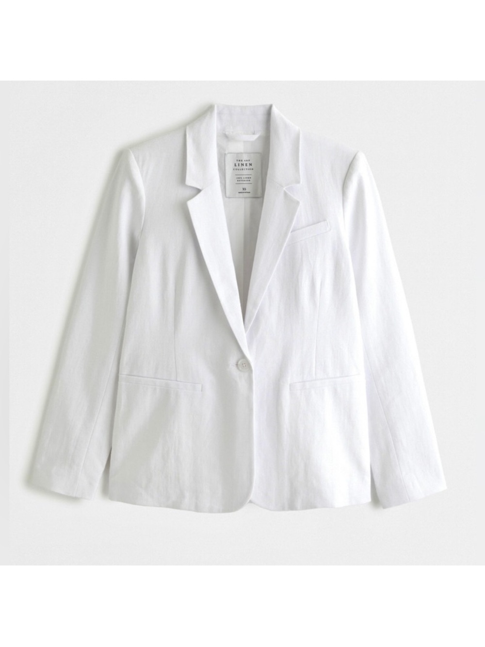 Abercrombie & Fitch White Single-Button 100% Linen Lined Blazer Sz XS NWT